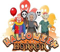 Halloween-Horror-Logo mit Zeichentrickfigur vektor