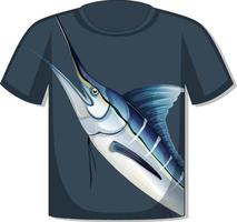 Vorderseite des T-Shirts mit Marlin-Fisch-Vorlage vektor