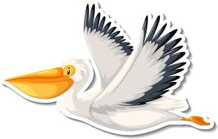 pelikan fågel flygande tecknad klistermärke vektor