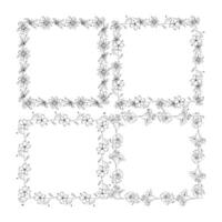 Hand gezeichnet Blumen- Kranz Sammlung auf Weiß vektor