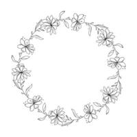 Hand gezeichnet Blumen- Kranz auf Weiß Hintergrund vektor