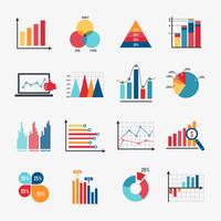 Geschäftsdiagramm-Ikonen flach eingestellt vektor