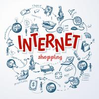 internet shopping skiss koncept vektor