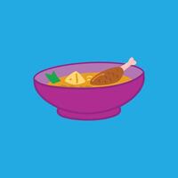 Hähnchen Suppe im Schüssel. Suppe im Schüssel Illustration im eben Stil. isoliert auf Blau Hintergrund. Basic Element Design von Essen Illustration vektor