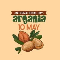 International Tag von Argania Feier Design mit das Argan Öl. kann 10 .. International Argania Tag Feier Startseite Banner Argan Bäume im Marokko. vektor