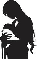 mütterlicherseits Eleganz von Mutter halten Neugeborene Gelassenheit von Mutterschaft mit Mutter und Kind vektor