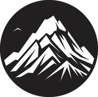 majestätisch erheben ikonisch Berg Symbol Gipfel Panorama Berg Emblem Design vektor
