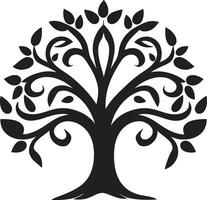 rotad arv träd ikon majestätisk berså träd emblem design vektor
