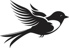 avian skönhet söt svart fågel fri flygande nåd fågel svart vektor