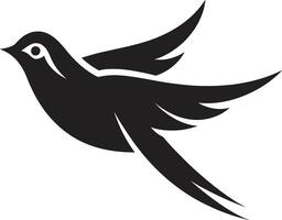 antenn charm söt svart graciös sväva fågel i svart vektor
