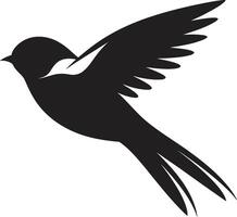 fri flygande nåd svart fågel nyckfull vingar söt flygande fågel vektor