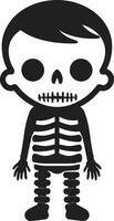 leende skelett charm svart älskvärd skelett- omfamning full kropp vektor