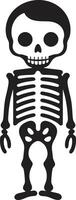 schrullig Knochen Pose schwarz beruhigend Skelett süß vektor