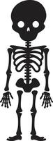schrullig Skelett Charakter schwarz freundlich Skelett- Kumpel voll Körper vektor