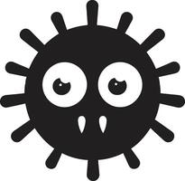 chirpy Virus Flaumigkeit süß freundlich mikrobiell Umarmung schwarz vektor