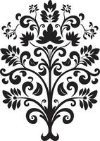 künstlerisch gedeihen schwarz Deko Emblem Filigran Eleganz Jahrgang Emblem Emblem vektor