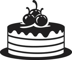 glatt Genuss schwarz Kuchen elegant Freude minimalistisch schwarz Kuchen Emblem vektor