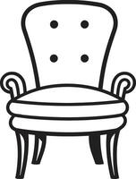 zeitgenössisch sich ausruhen schwarz Stuhl ic Identität still Raffinesse schwarz entspannend Stuhl symbolisch Emblem vektor