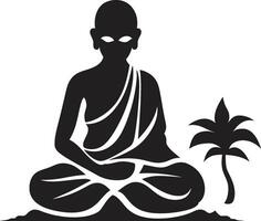 upplysningar nåd herre buddha emblem buddhas tystnad svart buddha symbol vektor