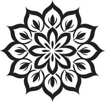 Zen blühen Mandala mit kompliziert Muster im schwarz göttlich Mandala schwarz Emblem Enthüllung vektor