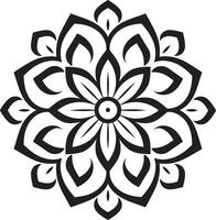 seelenvoll Spiralen Mandala im elegant schwarz majestätisch Zirkularität schwarz Emblem mit Mandala Muster vektor