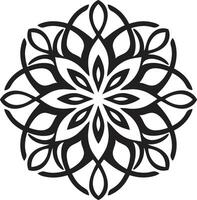 zauberhaft Glanz Mandala im einfarbig schwarz Zen blühen glatt Mandala mit kompliziert Muster im schwarz vektor