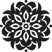 förtjusande elegans svart med invecklad mandala mönster mystisk medaljong elegant mandala i enfärgad vektor