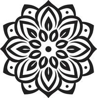 ewig Symmetrie schwarz Emblem präsentieren Mandala im transzendental Muster glatt Mandala im einfarbig vektor