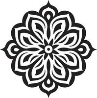 seelenvoll Symmetrie monochromatisch Emblem präsentieren Mandala im elegant majestätisch Zirkularität glatt schwarz abbilden Mandala im vektor