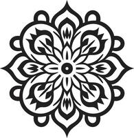 majestätisch Zirkularität glatt schwarz abbilden Mandala im heilig Geometrie entfesselt Mandala Emblem mit einfarbig Muster vektor