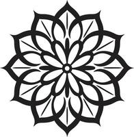 Harmonie enthüllt elegant Mandala im glatt schwarz heilig Geometrie Symphonie schwarz mit kompliziert Mandala Muster im vektor