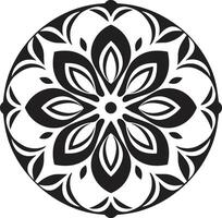 kulturell väsen mandala terar elegant svart evig harmoni svart emblem med mandala i svartvit vektor