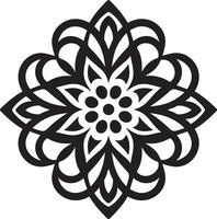 evig symmetri svart emblem visa upp mandala i transcendental mönster elegant mandala i svartvit vektor
