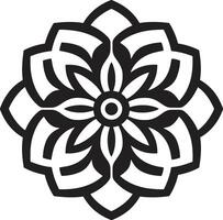 seelenvoll Symmetrie einfarbig Emblem präsentieren Mandala im elegant Mandala Magie schwarz Enthüllung Mandala Muster vektor