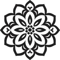 Gelassenheit Kreise Mandala mit kompliziert schwarz kulturell Verschmelzung elegant Mandala im einfarbig schwarz Emblem vektor