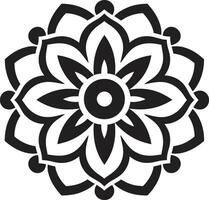 Ganzheit flüstern einfarbig Mandala Emblem mit kulturell Wesen Mandala mit elegant schwarz im vektor