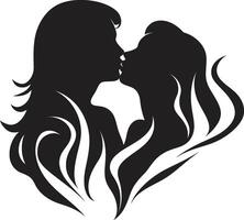 stärker kyss ic femme fusion graciös affinitet lesbisk kärlek emblem vektor