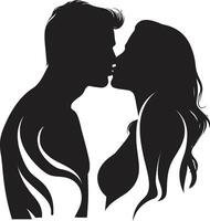 verzaubert Zuneigung von zärtlich Kuss leidenschaftlich Harmonie Emblem von romantisch Verbindung vektor