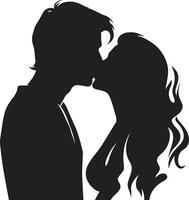 Ewigkeit im Umarmung küssen Paar verliebt Harmonie Emblem von intim Verbindung vektor