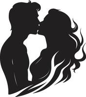 oändlig kärlek affär duo hängivenhet duett emblem av öm kyss vektor