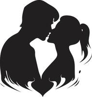 Hingabe Duett küssen Paar ewig Verbindung liebend Duo Emblem vektor