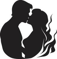 oändlig ömhet emblem av kissing par intim viskar av romantisk kyss vektor