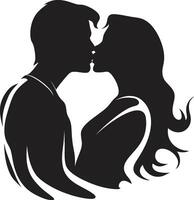 romantisch Umarmung von intim Kuss unendlich Liebe Affäre Emblem von küssen Duo vektor