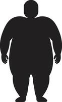fetma översyn mänsklig i svart för hälsa omvandling vikt wellness 90 ord ic för fetma medvetenhet vektor
