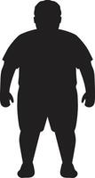 wellness inom svart förespråkar mänsklig fetma medvetenhet bantning silhuett en 90 ord emblem för erövrande fetma i stil vektor
