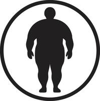 verfechten Veränderung Mensch auffällig gegen Fettleibigkeit im 90 Wörter Silhouette Symphonie schwarz ic Emblem Dirigieren Fettleibigkeit Bewusstsein vektor