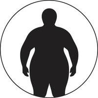 Vitalität Visionär schwarz ic Mensch Zahl Emblem zum Fettleibigkeit Sieg Eleganz im Anstrengung Mensch befürworten Anti Fettleibigkeit Maße vektor