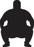 dynamisch Entschlossenheit ic schwarz Emblem zum Mensch Fettleibigkeit Revolution geformt Stärke ein 90 Wort befürworten gegen Fettleibigkeit vektor