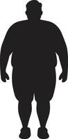 dynamisch Entschlossenheit ic schwarz Emblem zum Mensch Fettleibigkeit Revolution geformt Stärke ein 90 Wort befürworten gegen Fettleibigkeit vektor