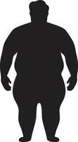 schlank Symmetrie ic zum Fettleibigkeit Bewusstsein im schwarz dynamisch Entschlossenheit 90 Wort schwarz ic Emblem zum Mensch Fettleibigkeit Revolution vektor